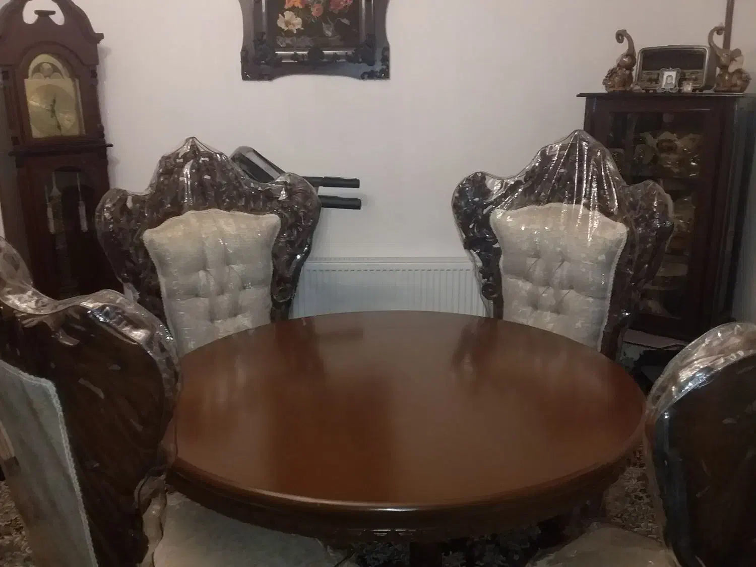 میز و صندلی ۴ نفره استیل منبت چوب گردو|میز و صندلی غذاخوری|قائم‌شهر, |دیوار