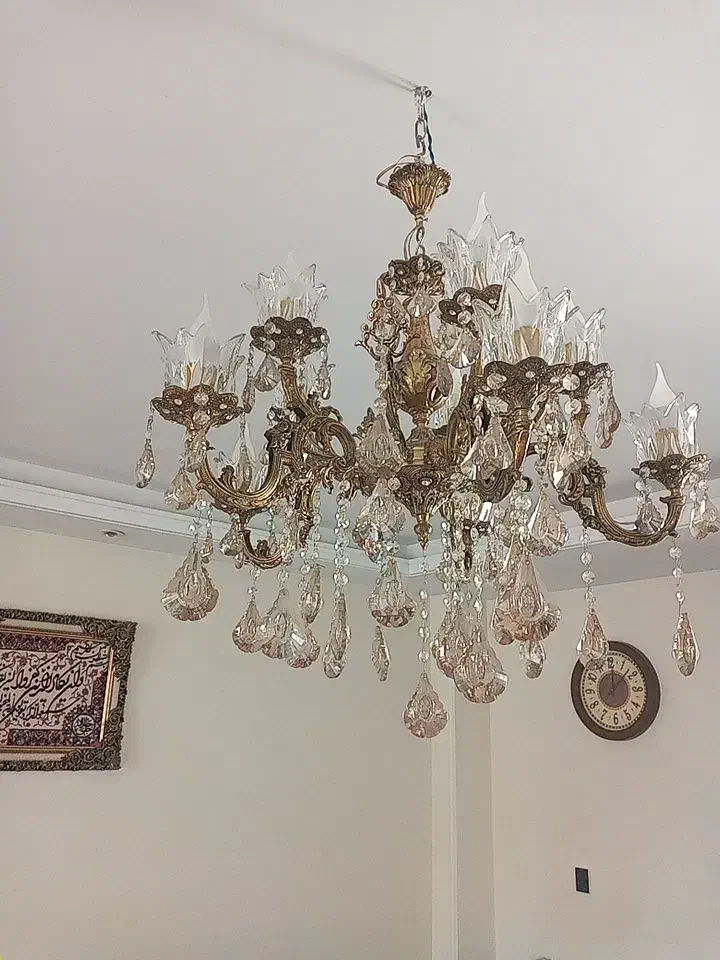 لوستر برنجی اصل ۵شاخه ۱۰شعله|لوستر و چراغ آویز|تهران, والفجر (افسریه)|دیوار