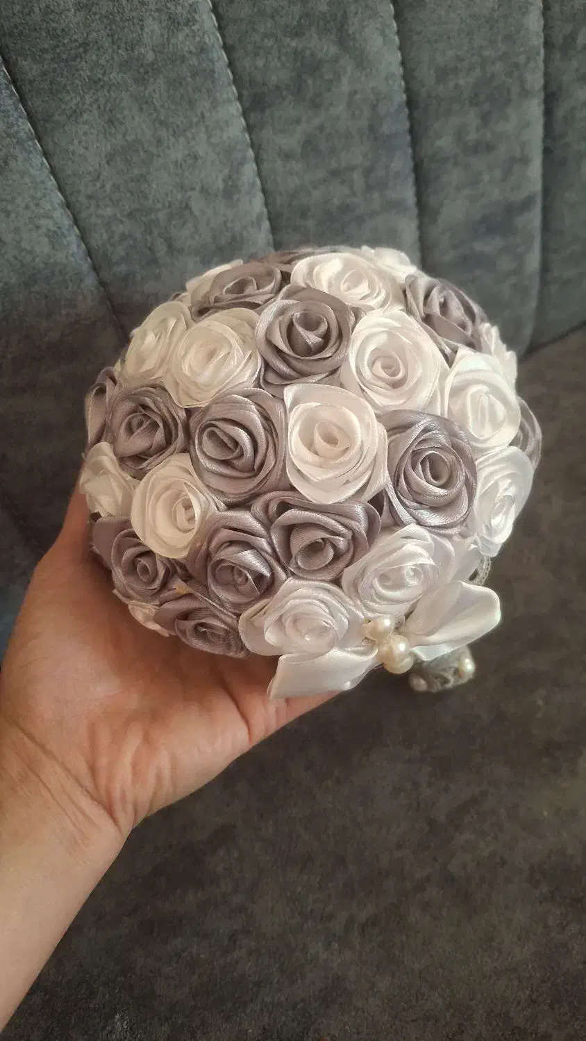 دسته گل عقد ربانی سفید طوسی|گل مصنوعی|کرج, کرج نو|دیوار