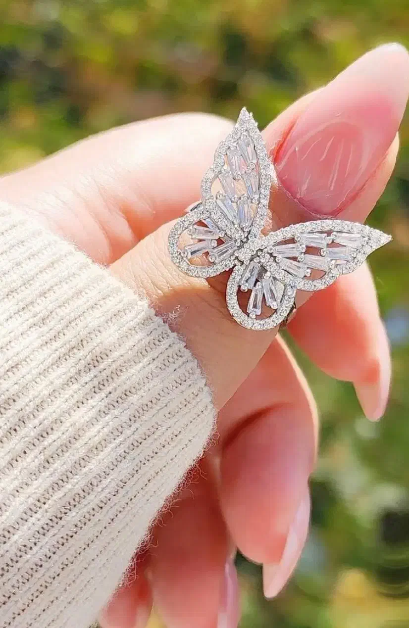 انگشتر جواهر تمام نقره مدل پروانه توپر|بدلیجات|تبریز, |دیوار