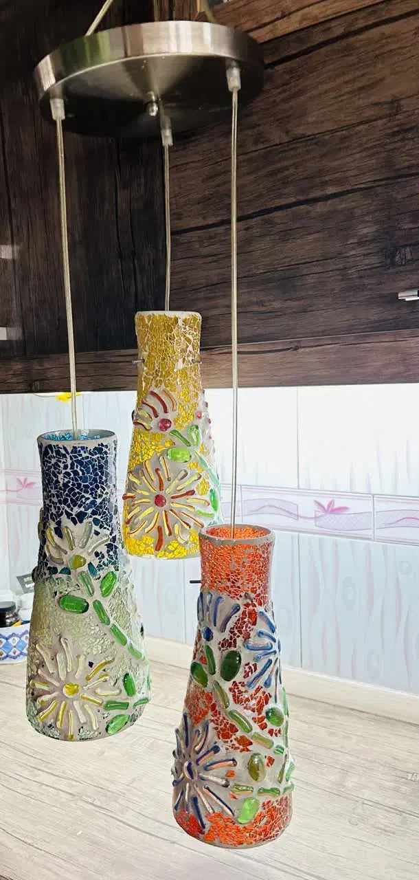 لوستر سه رنگ|لوستر و چراغ آویز|خمینی‌شهر, |دیوار