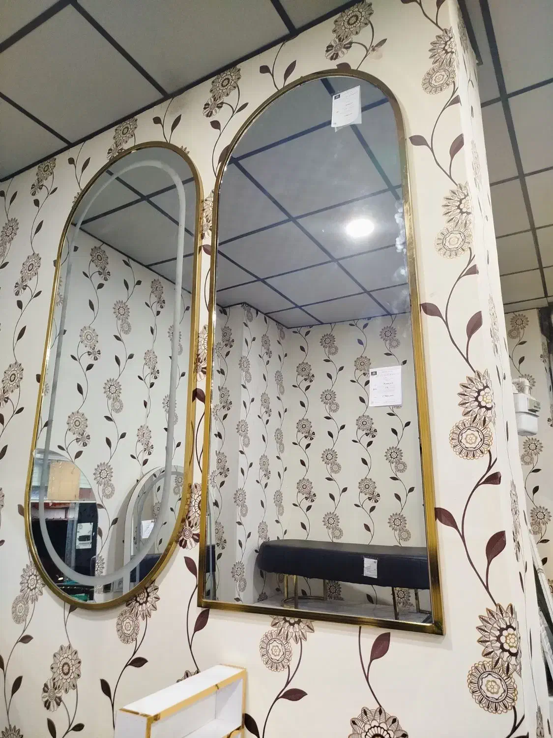 آینه دیواری فورتیک دو سر گرد طلایی زرکالا|آینه|یاسوج, |دیوار