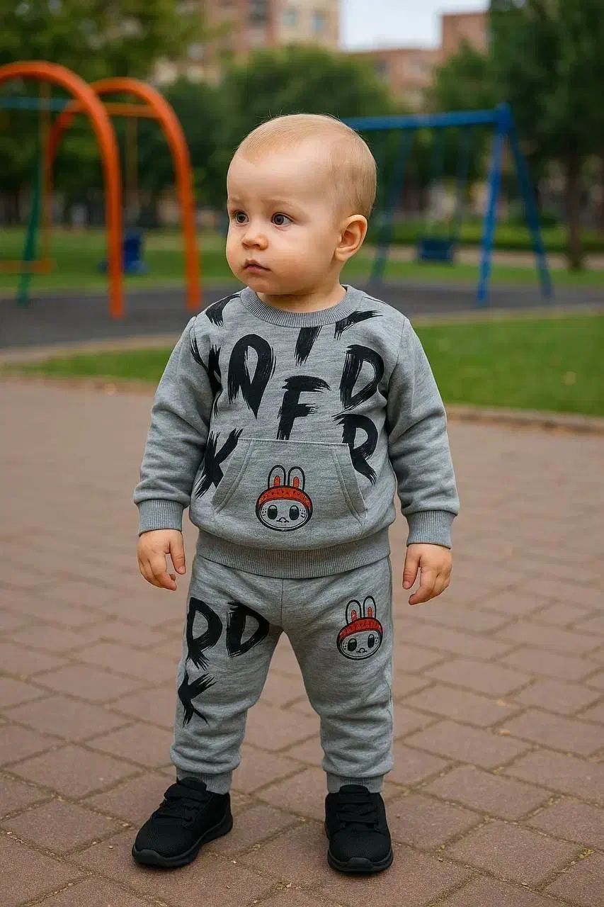 تیراژ عمده - ست لبوبو جیبدار طوسی|کفش و لباس بچه|نیشابور, ابراهیمی|دیوار