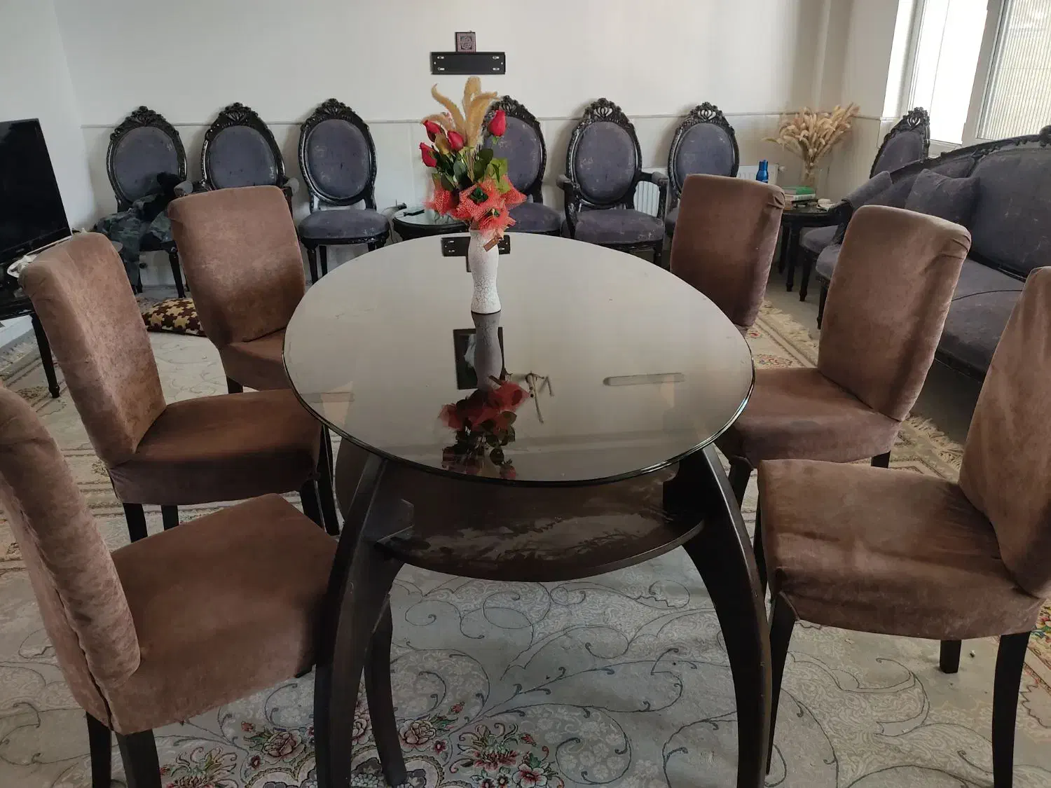 میز غذا خوری شش نفره|میز و صندلی غذاخوری|کهک, |دیوار