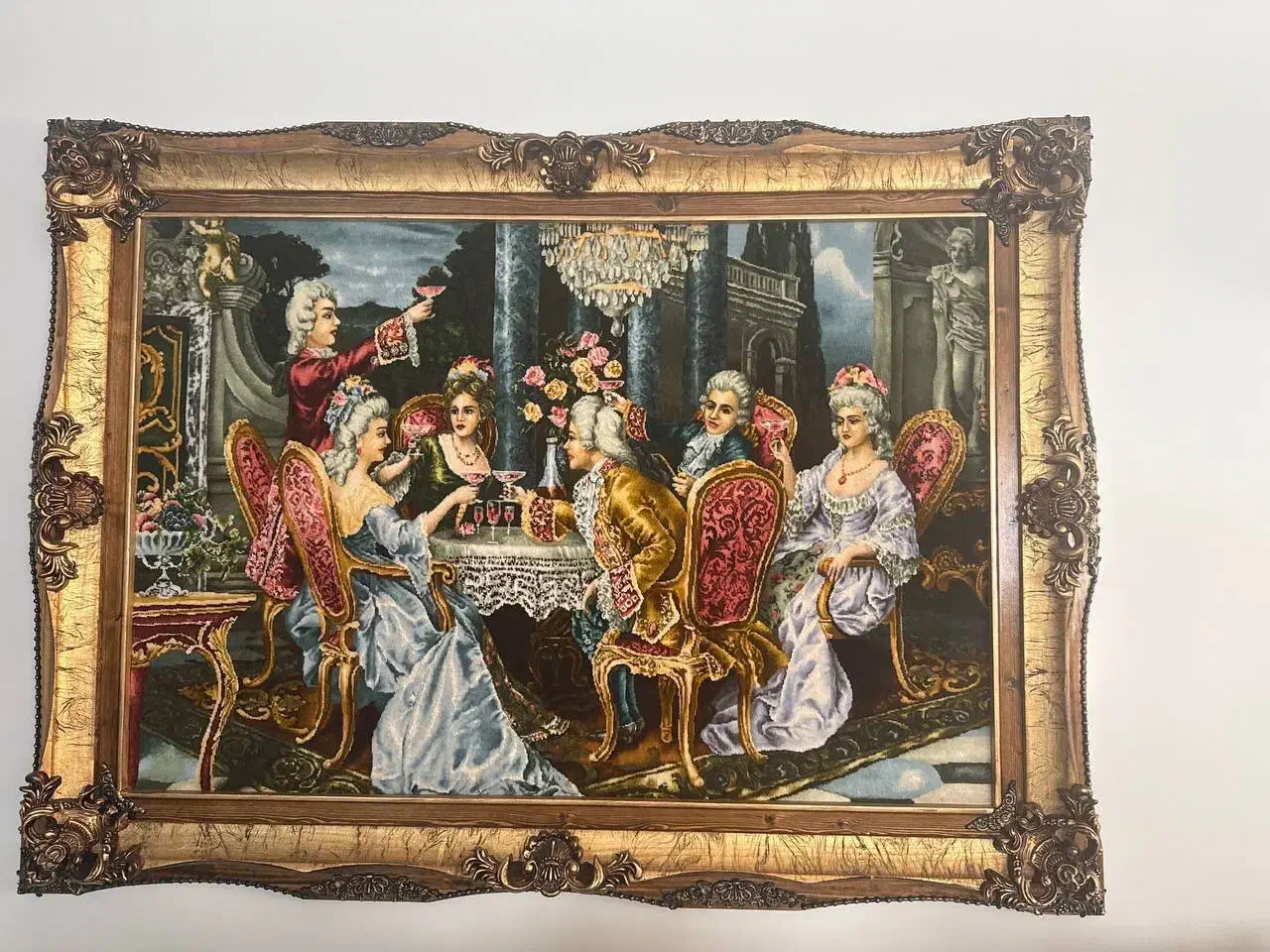 تابلو فرش ابریشم همراه با قاب طلایی|تابلو فرش|تبریز, |دیوار