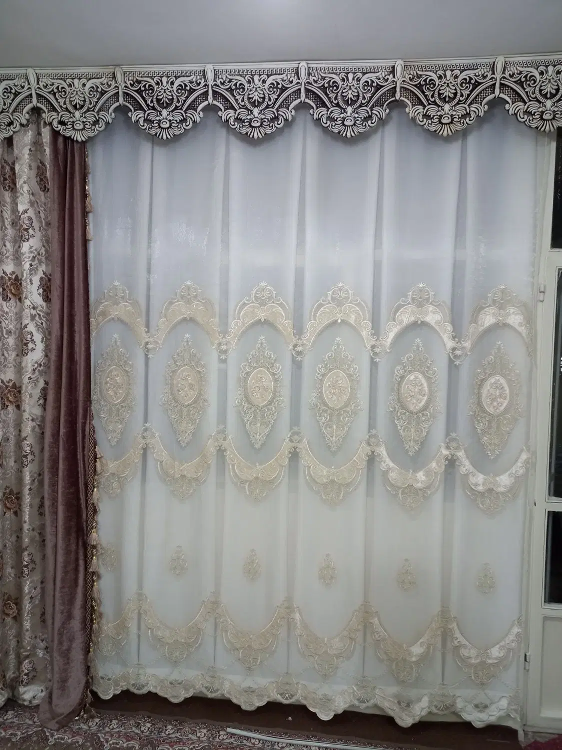 کتیبه قاب پرده تاج پرده منبت pvc تولیدی|پرده، رانر، رومیزی|تهران, شهرک رضویه|دیوار