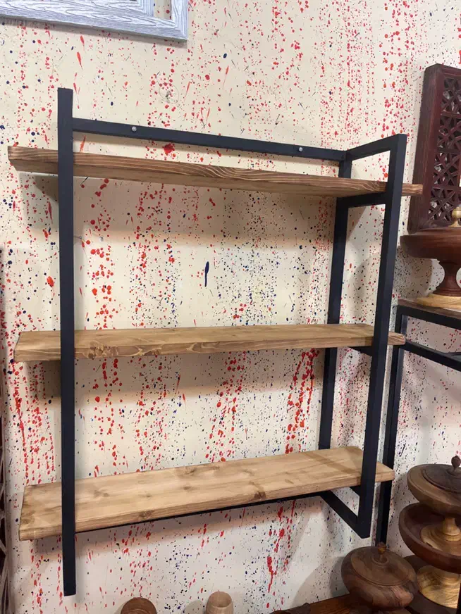 شلف دیواری چوب و فلز|کتابخانه، شلف، قفسه‌های دیواری|بروجرد, |دیوار