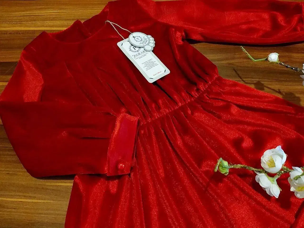 سارافون مخمل قرمز دخترانه یلدایی|کفش و لباس بچه|رشت, نیکمرام|دیوار