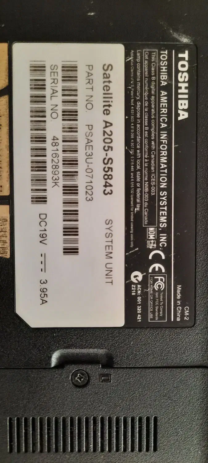 لپ تاپ توشیبا مدل satellite A205|رایانه همراه|تهران, ابوذر|دیوار