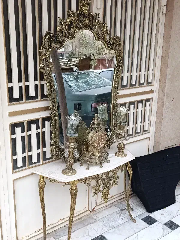 آیینه شمعدان برنز|بوفه، ویترین، کنسول|قم, نیروگاه|دیوار