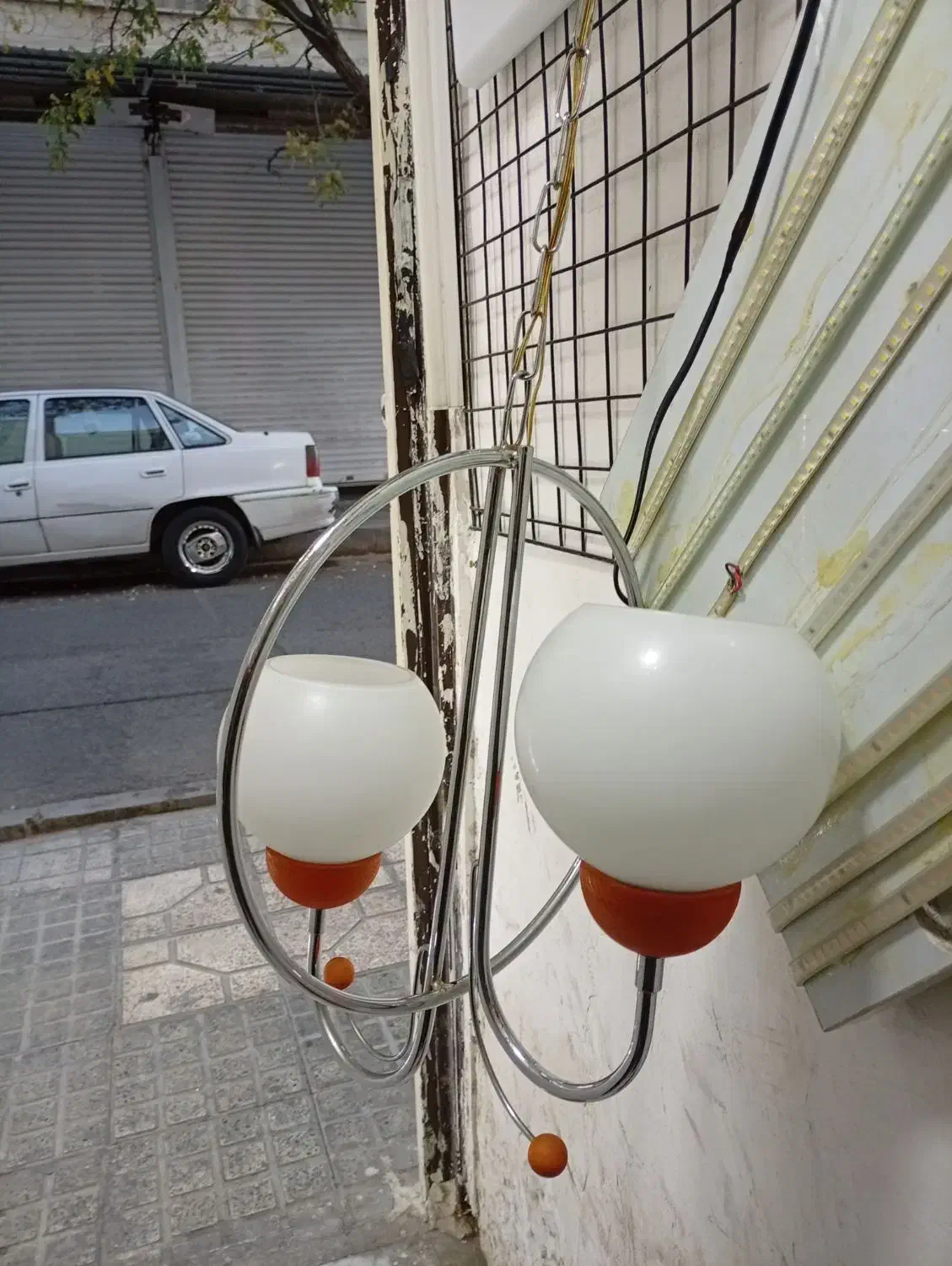 لوستر۲شاخه استیل .... دیوار کوب طرح چوب|لوستر و چراغ آویز|کرج, برغان|دیوار