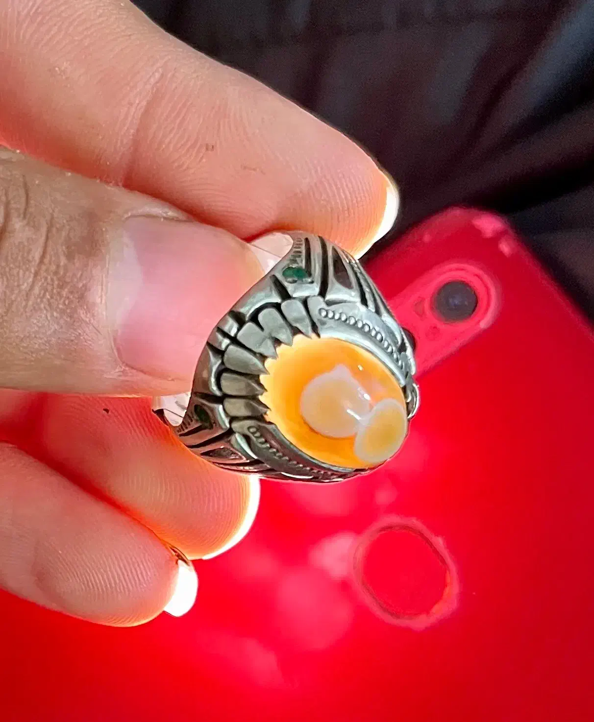 انگشتر نقره باباقوری دو چشم|جواهرات|بابل, |دیوار