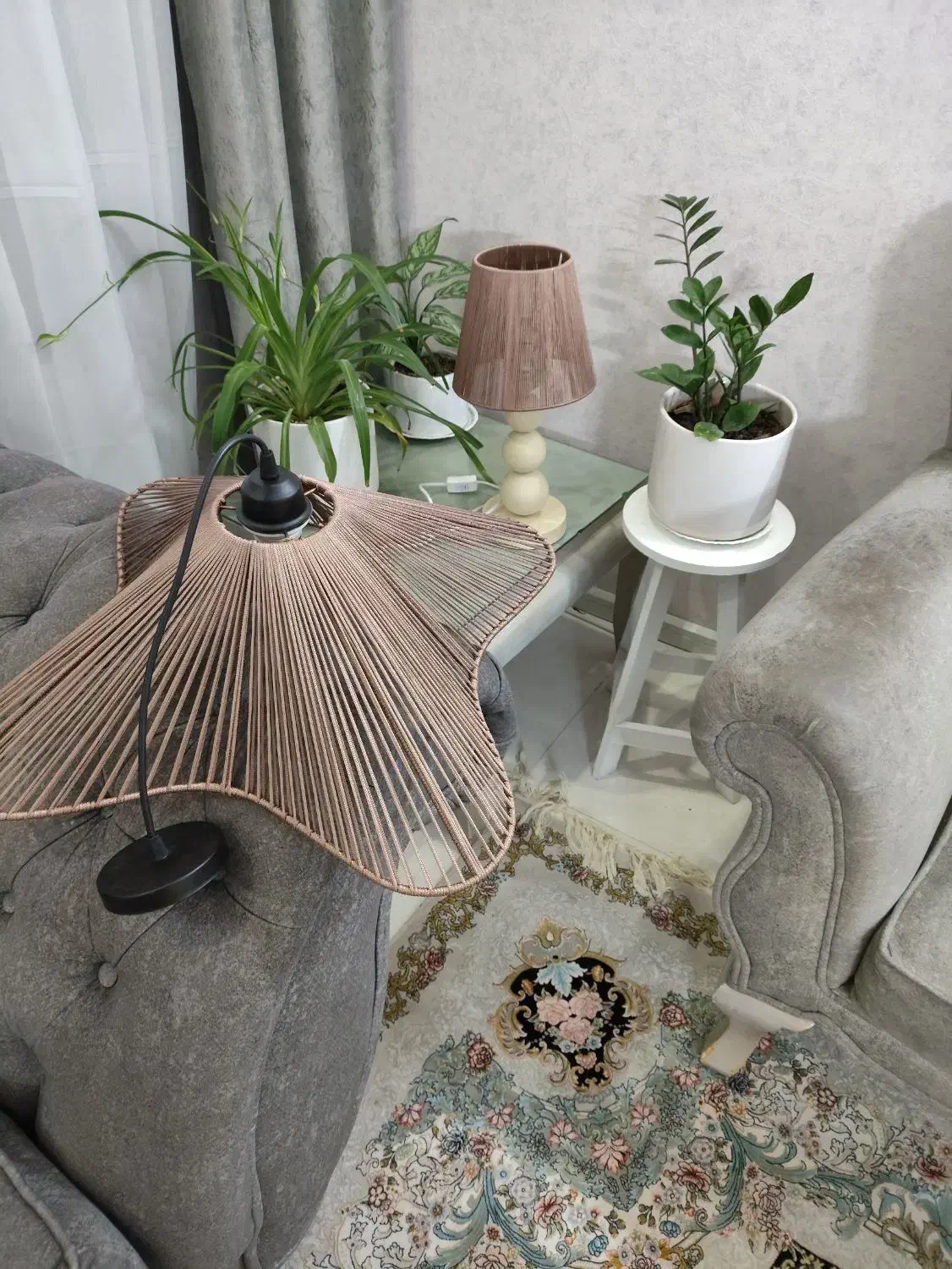 آباژور رومیزی و لوستر مکرومه ست|لوستر و چراغ آویز|مشهد, شهرک لشکر (شهرک غرب)|دیوار