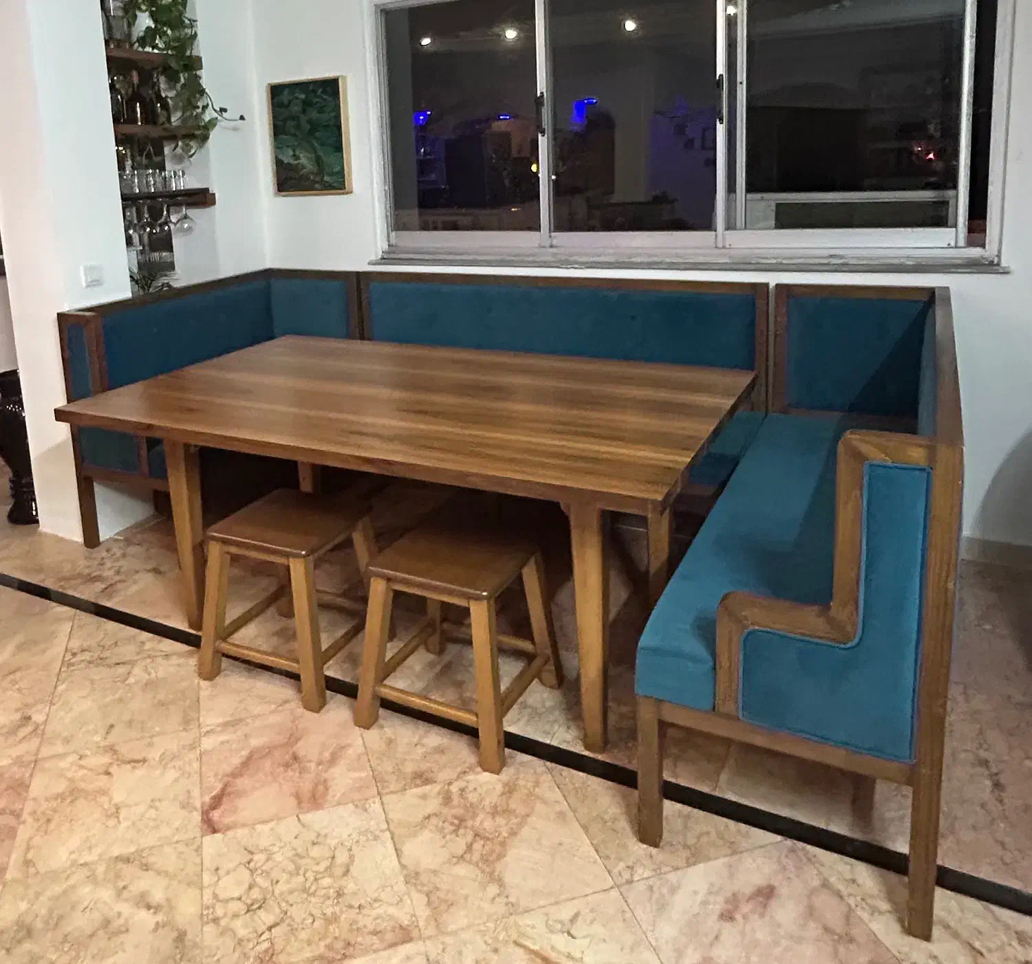 میز ناهار خوری پارچه مخمل ،چوب روسی ،میز روکش گردو|میز و صندلی غذاخوری|آمل, |دیوار