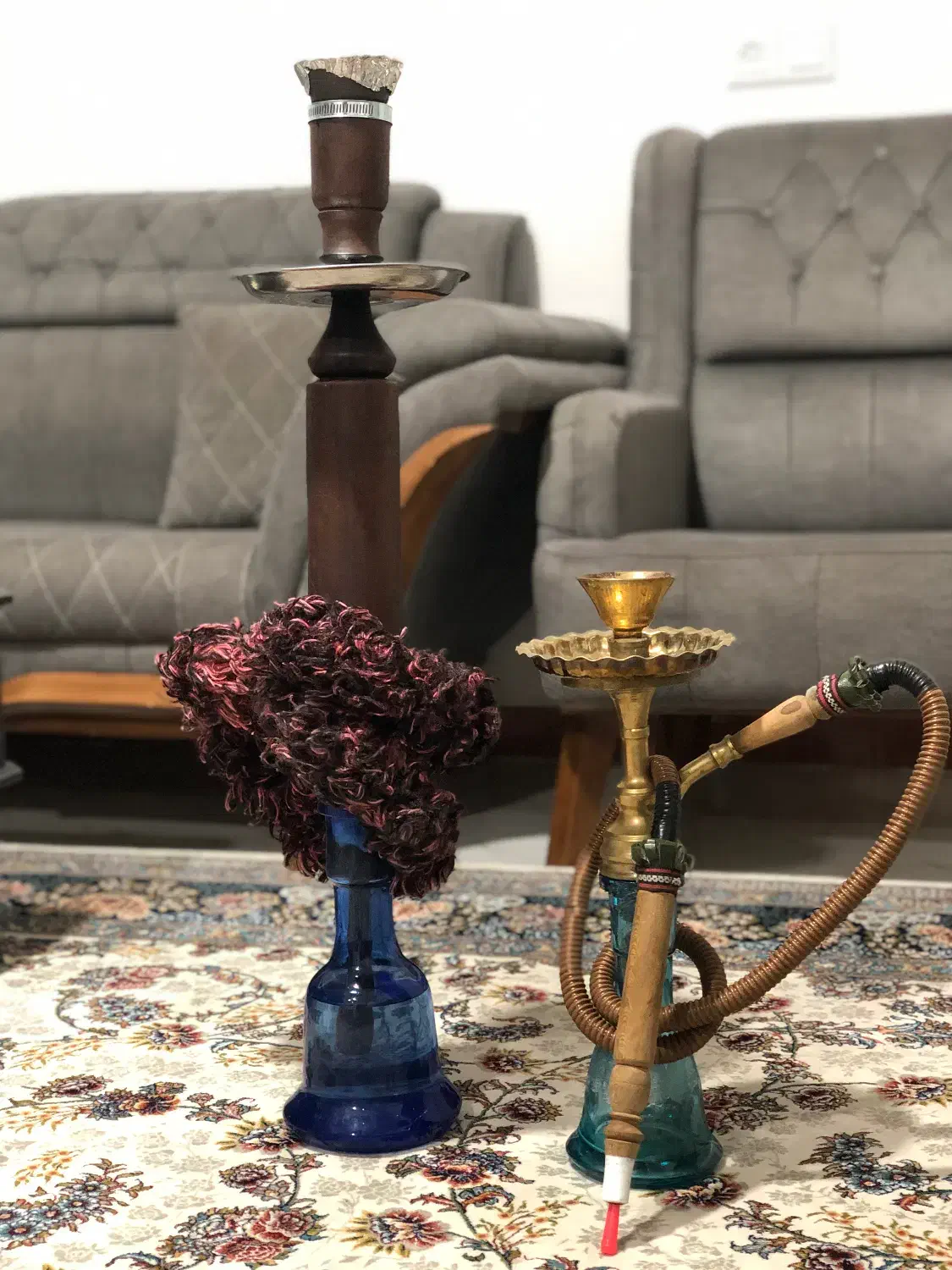 قلیون برنج توپر و چوب سرخ|صنایع دستی و سایر لوازم تزئینی|بابل, |دیوار