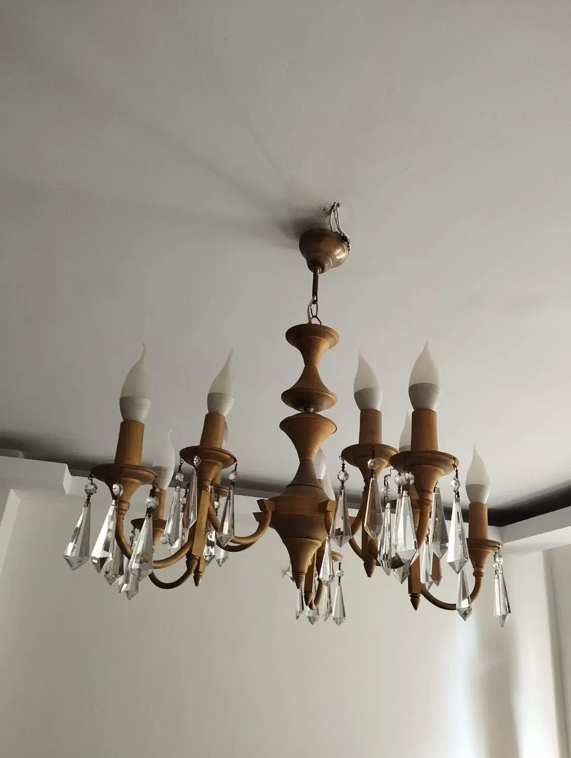 لوستر پنج شاخه 10 شعله برنج|لوستر و چراغ آویز|اندیشه, اندیشه فاز ۱|دیوار