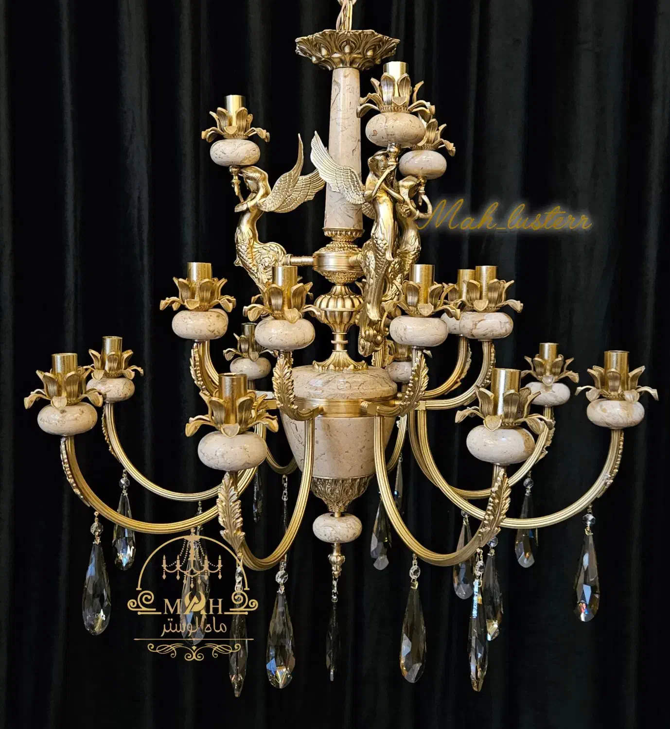 لوستر سنگی فرشته نئوکلاسیک 19 لامپ برنز|لوستر و چراغ آویز|تهران, کیانشهر|دیوار