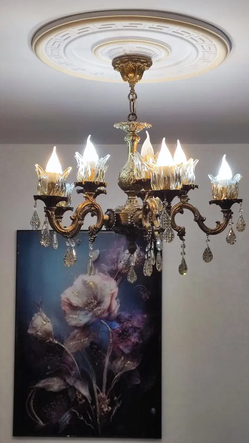 لوستر آنتیک رنگ برنزی|لوستر و چراغ آویز|ملایر, |دیوار