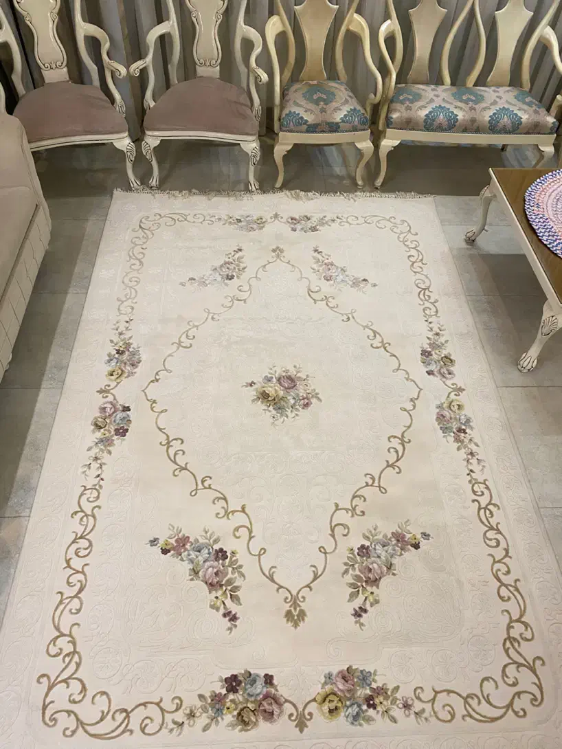 یک جفت فرش سفید ترک مینیمال|فرش|کرمانشاه, |دیوار