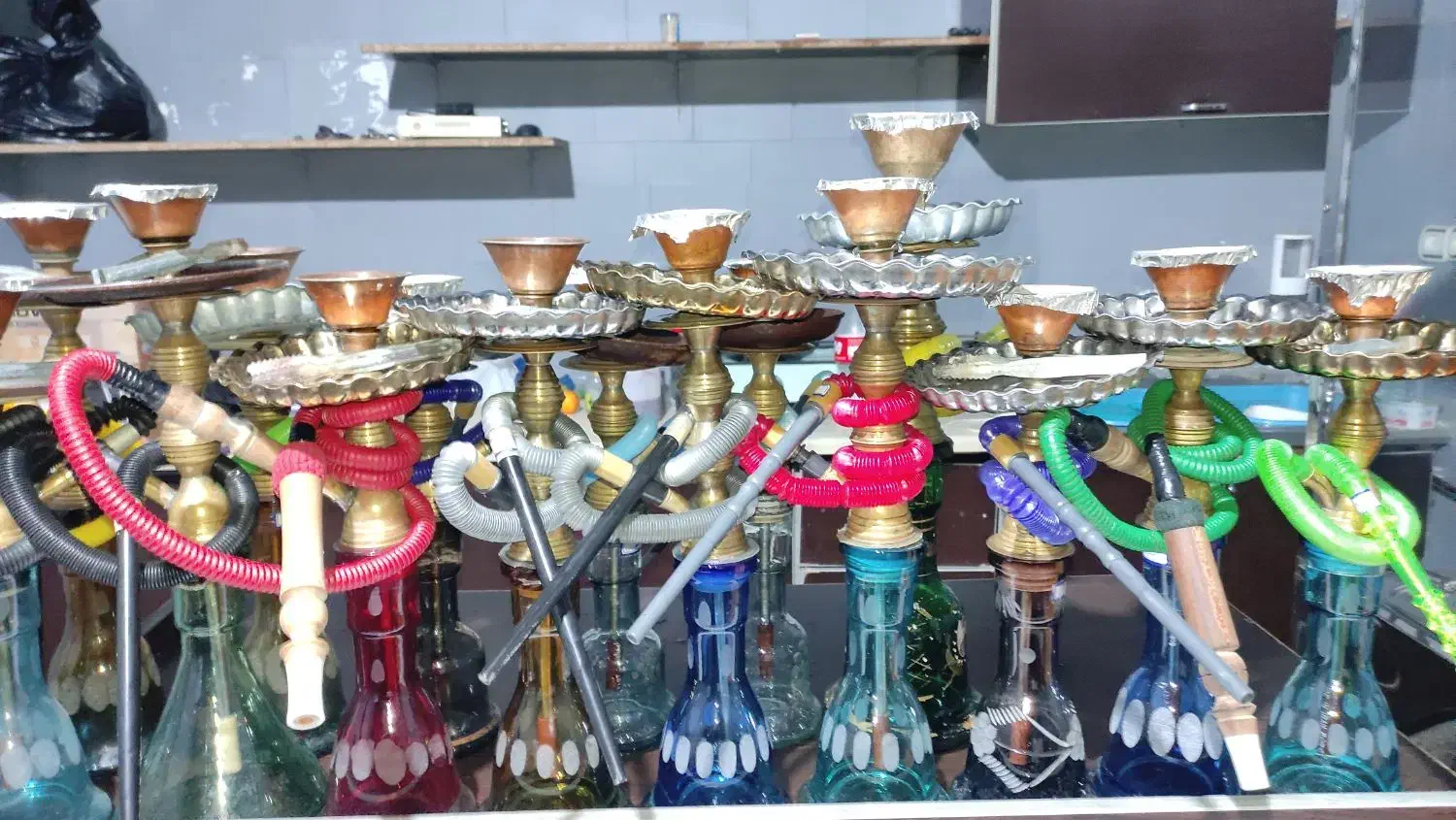 18 عدد قلیان برنجی قهوه خانه|کلکسیون و سرگرمی|لنگرود, |دیوار