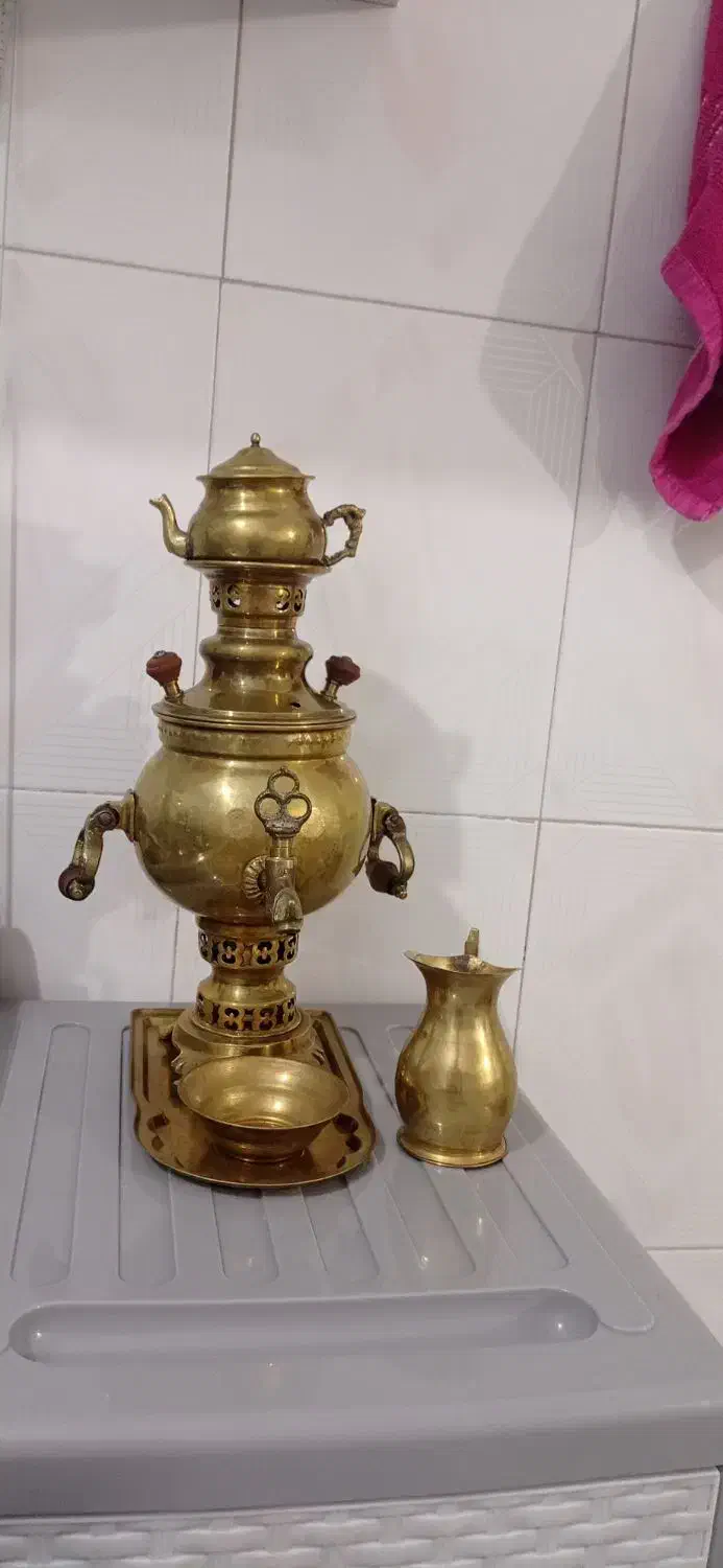 سماور ذغالی برنجی کوچک|سماور، چای‌ساز، قهوه‌ساز|قم, محمد آباد|دیوار