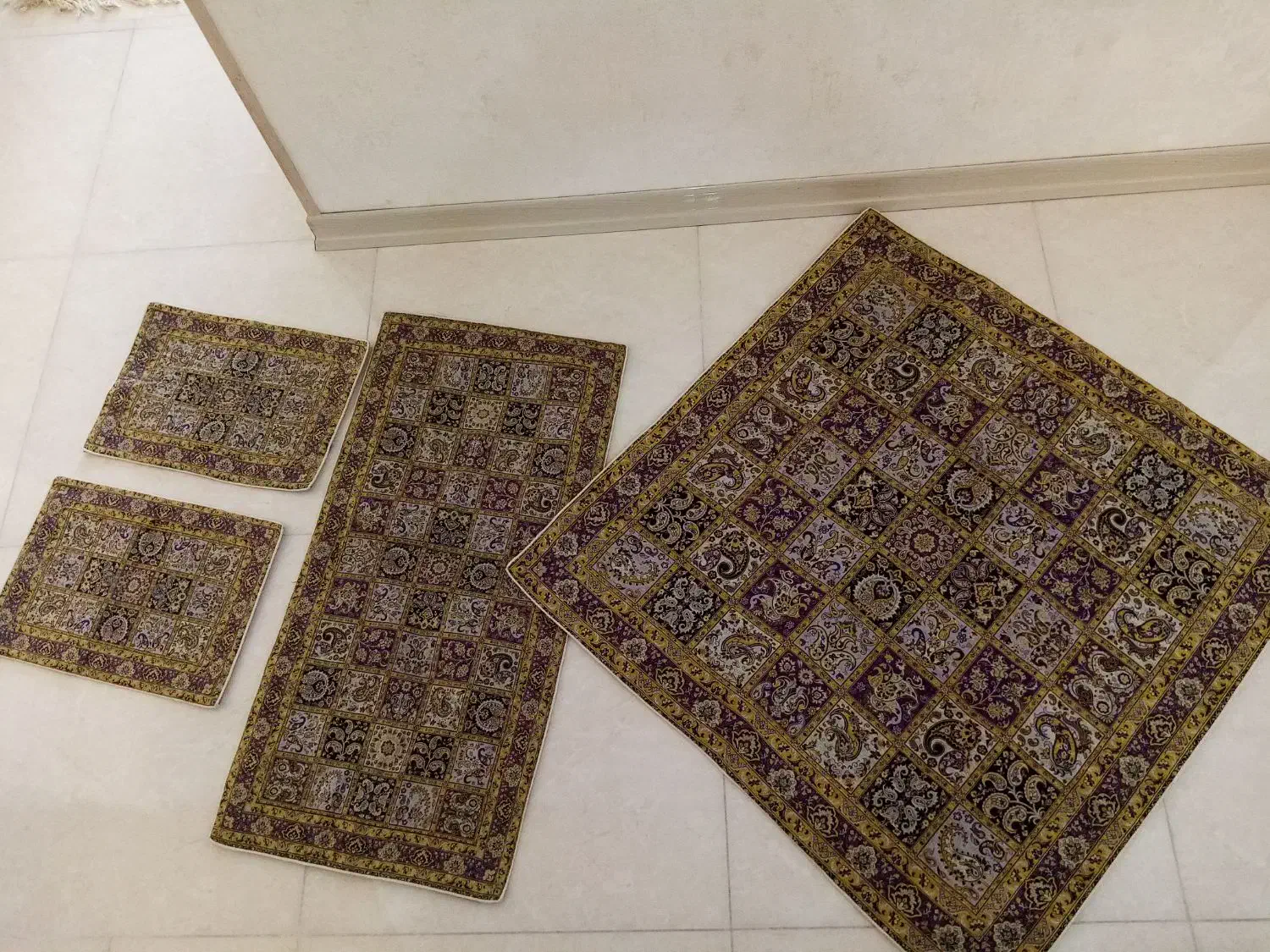 ست چهار تکه ترمه|پرده، رانر، رومیزی|شیراز, نصر|دیوار