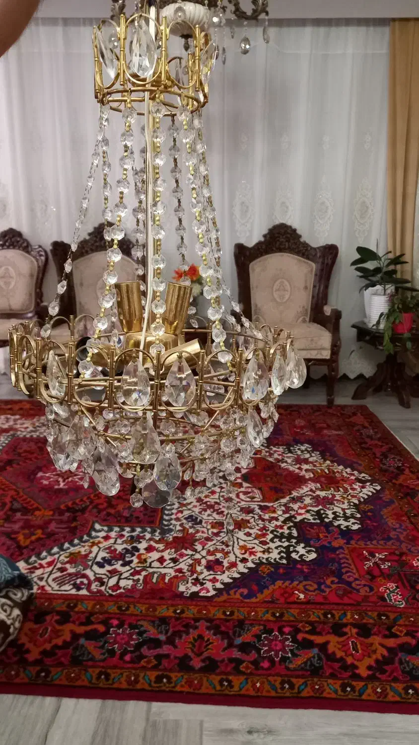 لوستر طلایی ۵ شعله سالم|لوستر و چراغ آویز|تبریز, |دیوار