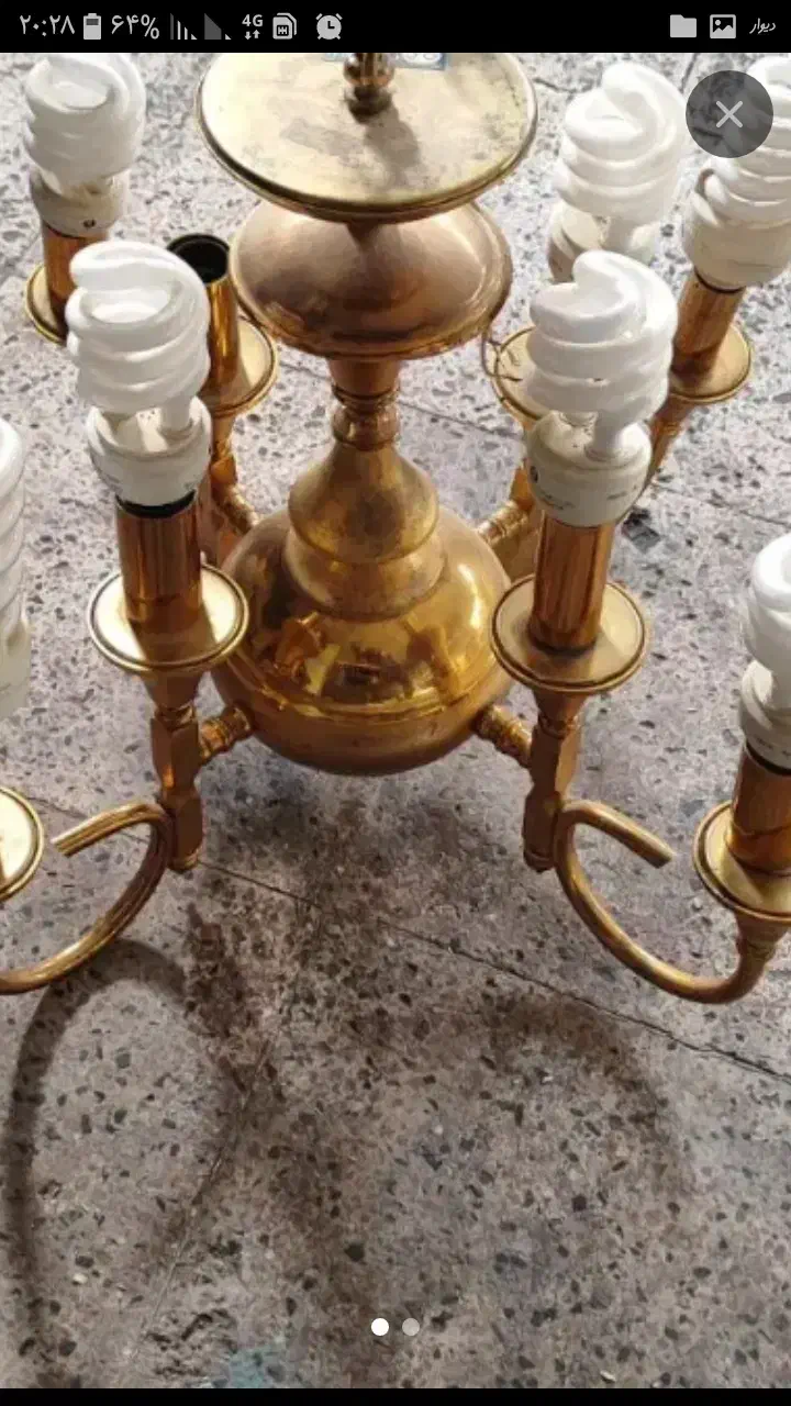 لوستر ۴ شاخه برنز قدیمی|لوستر و چراغ آویز|سهند, |دیوار