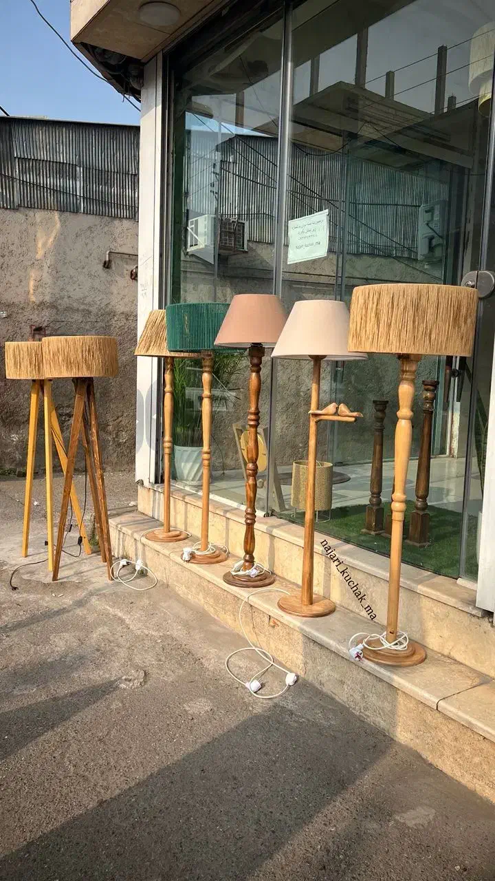 آباژور خراطی و ست جاشمعی چوبی|چراغ خواب و آباژور|رشت, پیرکلاچای|دیوار