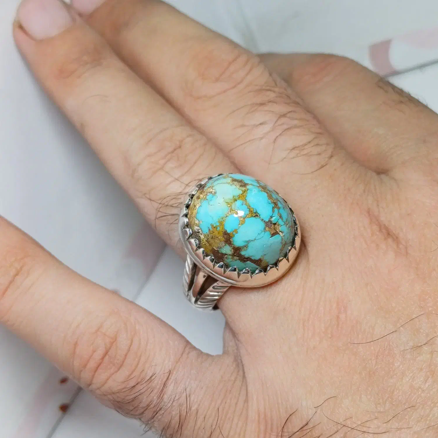 انگشتر نقره دستساز فیروزه نیشابور طبیعی|جواهرات|تهران, امام زاده حسن|دیوار