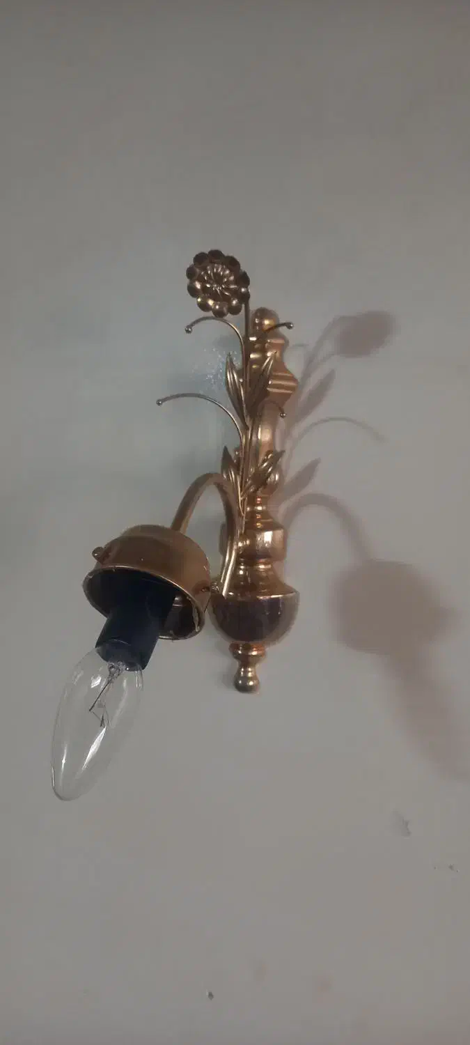 دیوار کوب های برنجی ابکاری شده قدیمی|لوستر و چراغ آویز|مشهد, بهمن|دیوار