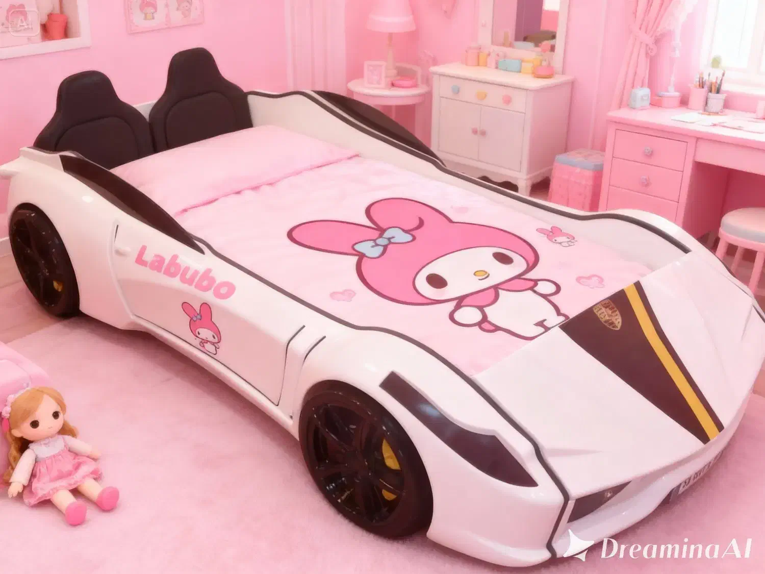 تخت خواب ماشینی دخترانه با شخصیت کارتونی دلخواه|تخت و سرویس خواب|تهران, سعادت‌آباد|دیوار