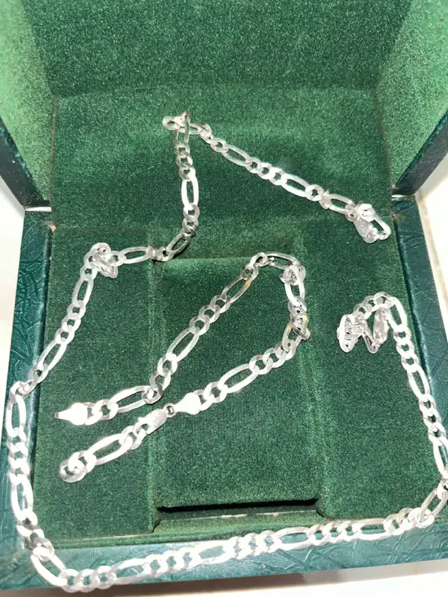 گردنبند و دستبند نقره فیگارو ایتالیایی|جواهرات|بندر انزلی, ساحل قو|دیوار