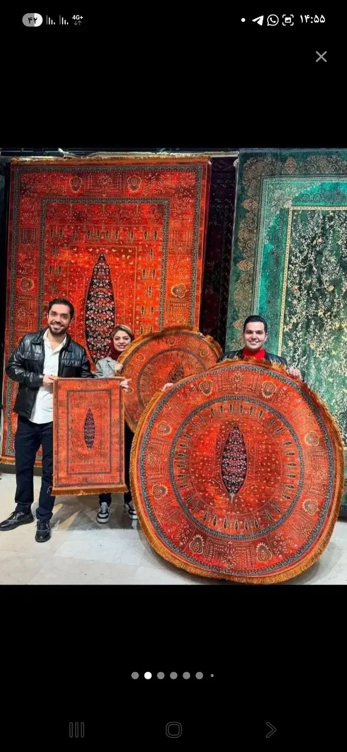 فرش درخت زنگی ست کامل گرد کناره قالیچه پادری|فرش|بوشهر, |دیوار