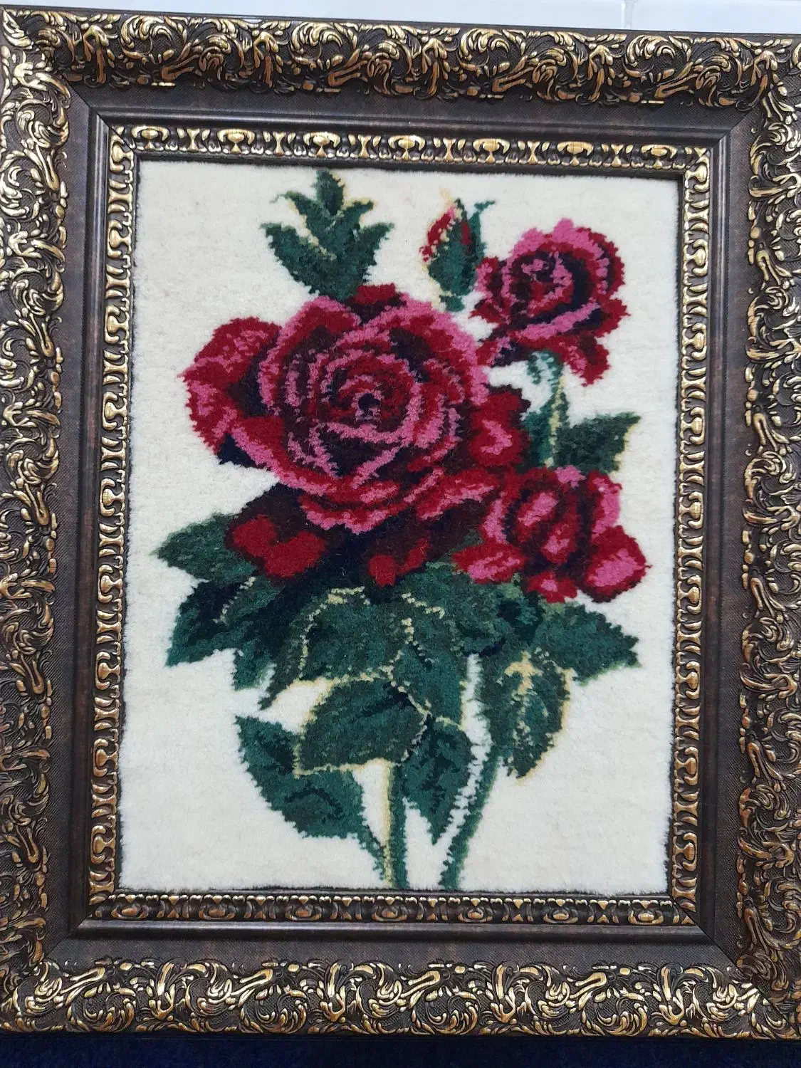 تابلو فرش گل سرخ|تابلو فرش|بیجار, |دیوار