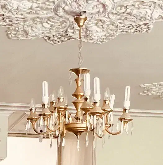 لوستر آبکاری طلا رنگ ثابت۱۲شاخه و لوسترجفت قرمز|لوستر و چراغ آویز|اصفهان, گلزار|دیوار