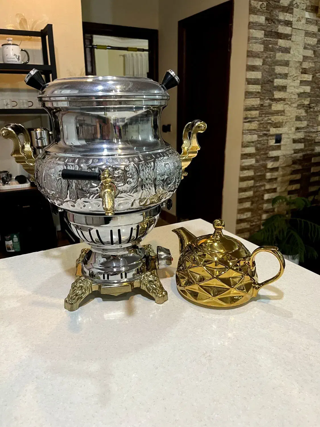 سماور سه تیکه گازی 6 لیتری تابا|سماور، چای‌ساز، قهوه‌ساز|گنبد کاووس, |دیوار