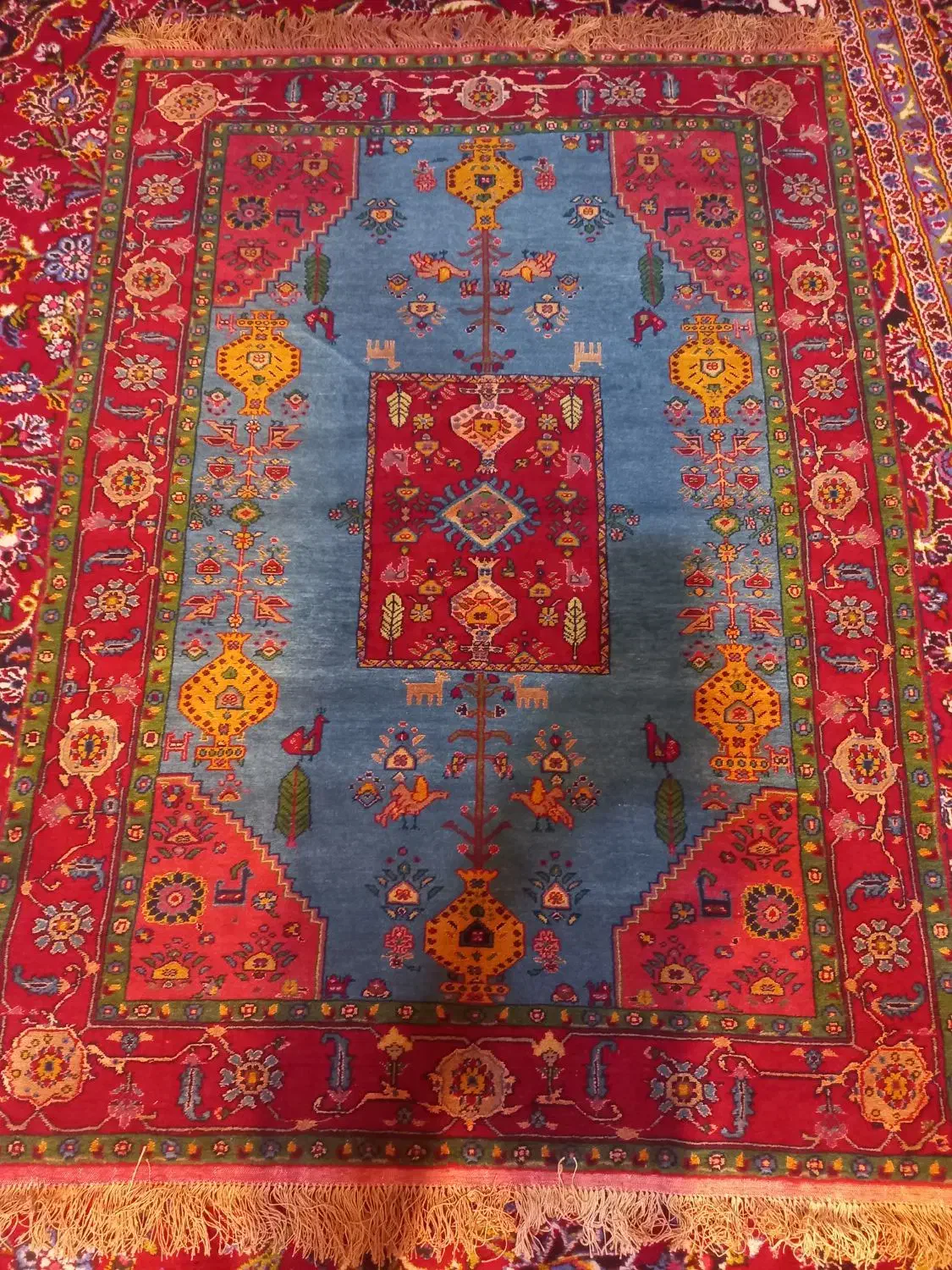 فرش زرع نیم چله ابریشم|فرش|کرمانشاه, |دیوار