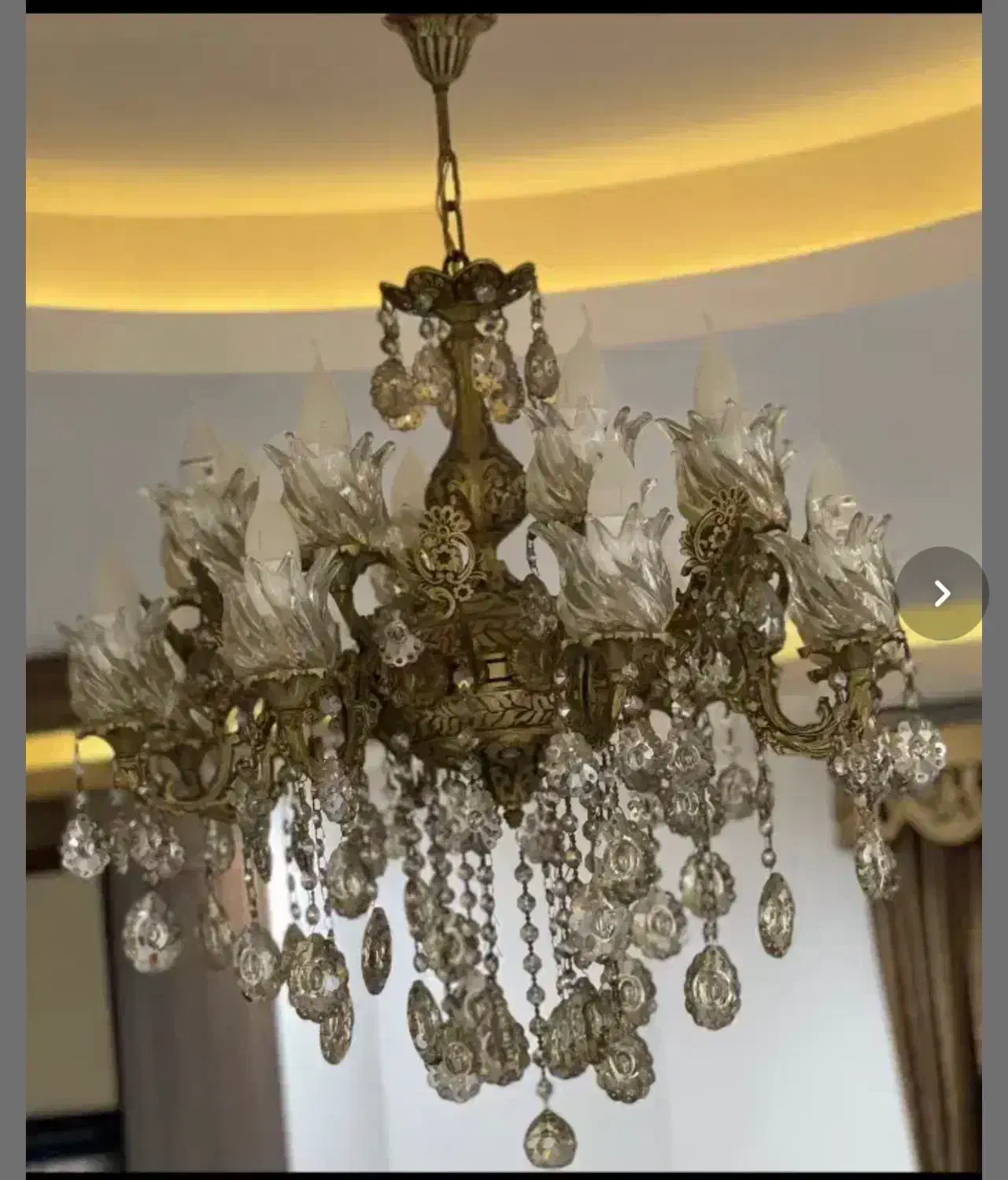 لوستر برنجی درحد نو|لوستر و چراغ آویز|رشت, ساغری سازان|دیوار