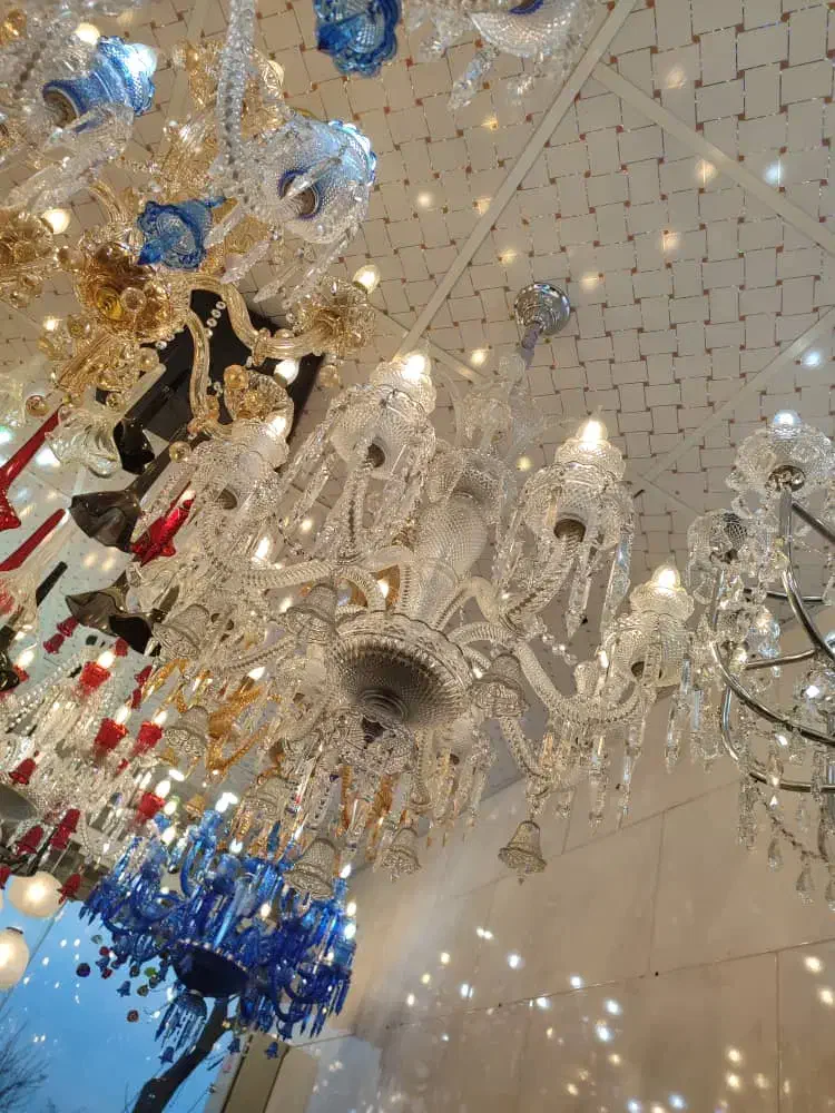 لوستر باکارات سفید رنگی ...|لوستر و چراغ آویز|خاوران, |دیوار