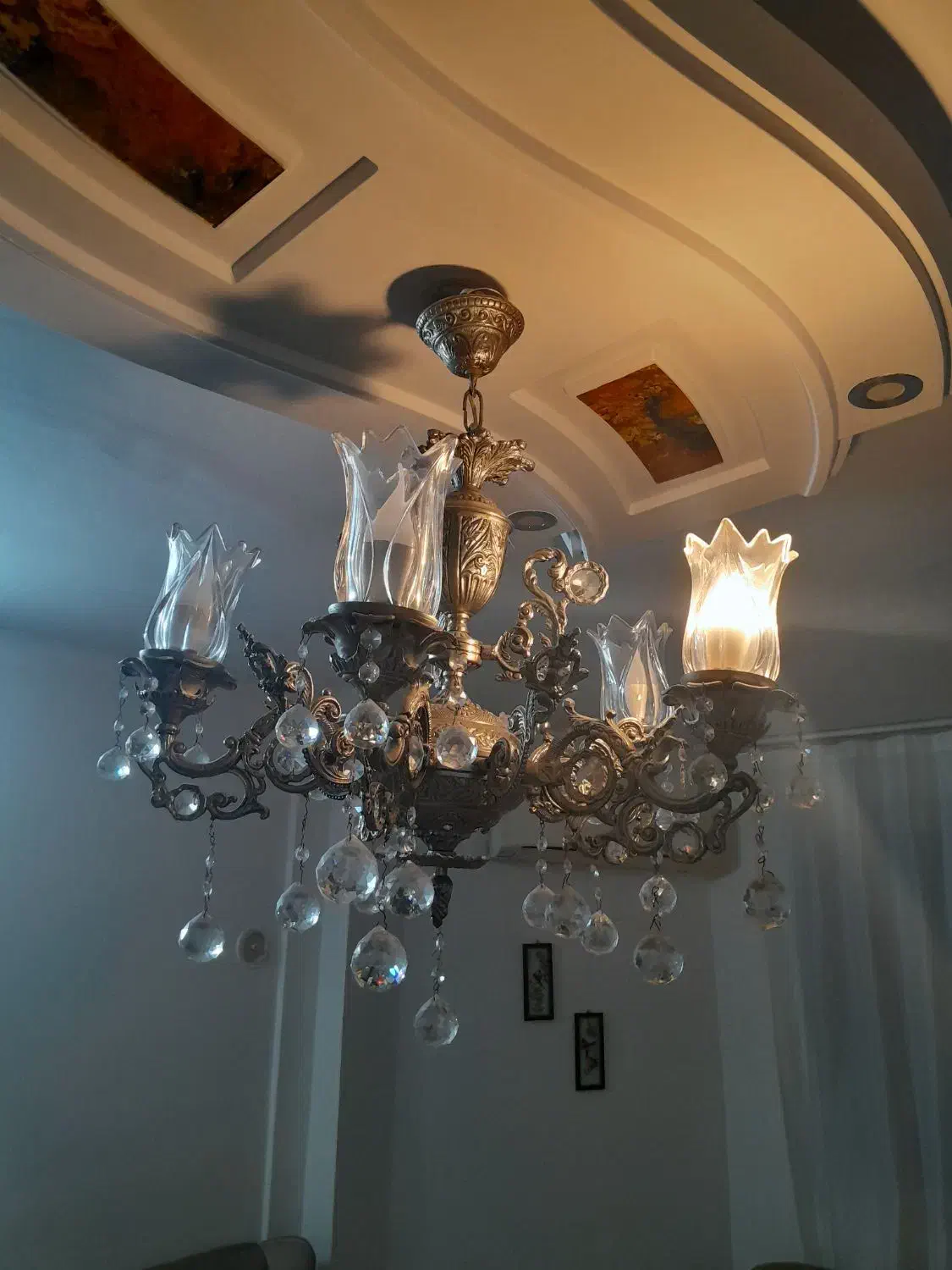 لوستر5شاخه نقره ای درحدنو|لوستر و چراغ آویز|مشهد, موسوی قوچانی|دیوار