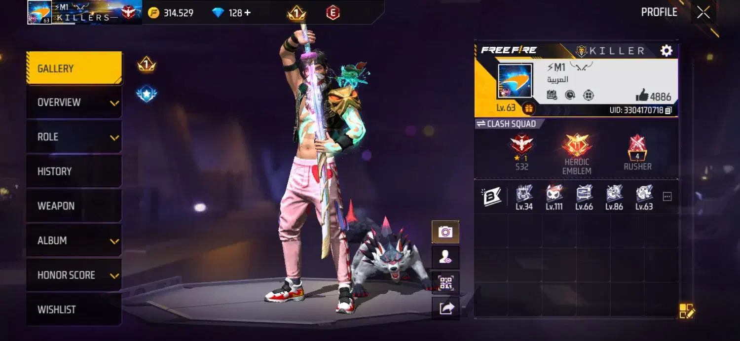 اکانت فری فایر|کنسول، بازی ویدئویی و آنلاین|قلعه گنج, |دیوار