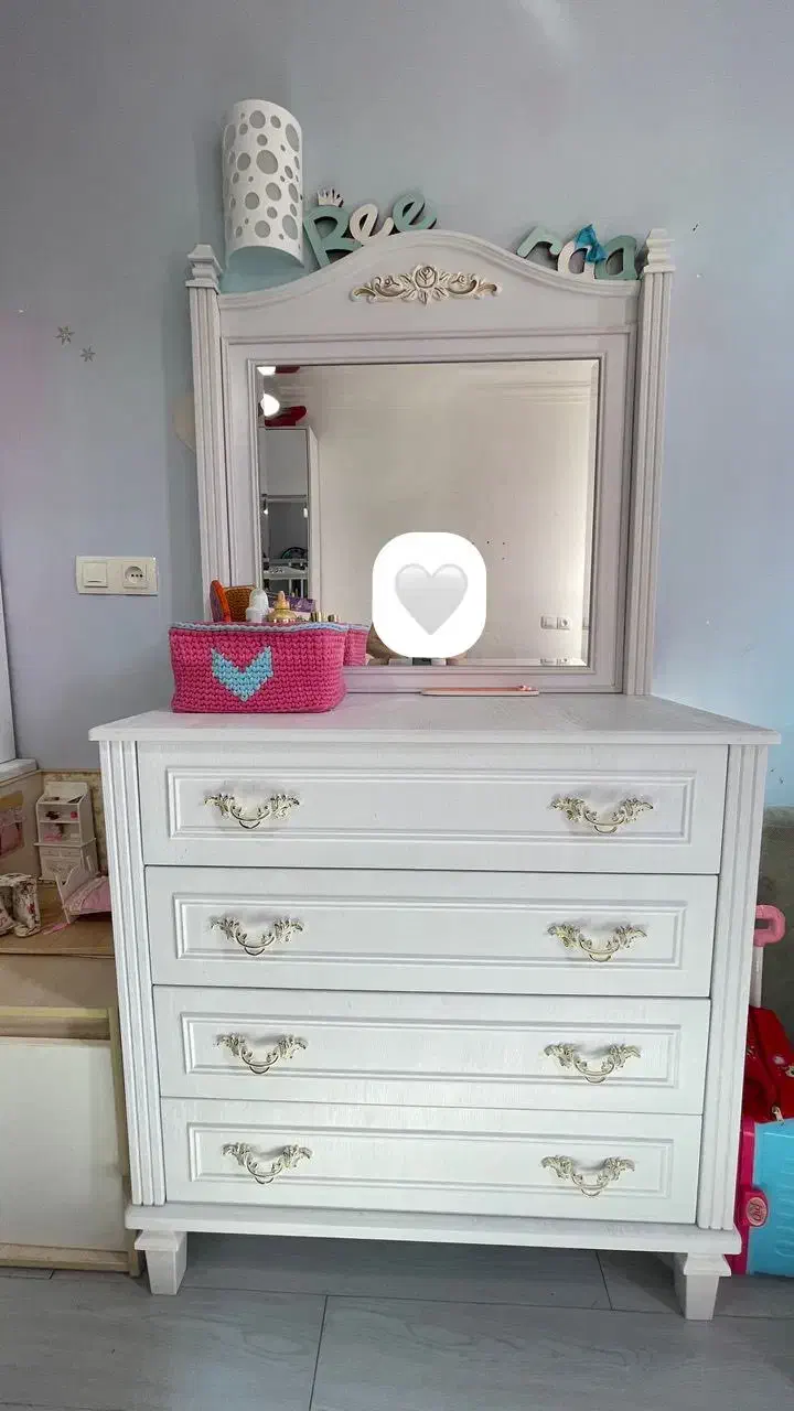 دراور با آینه و یک عدد شلف برند ساحل چوب مدل لیدی|تخت و سرویس خواب|ساری, |دیوار