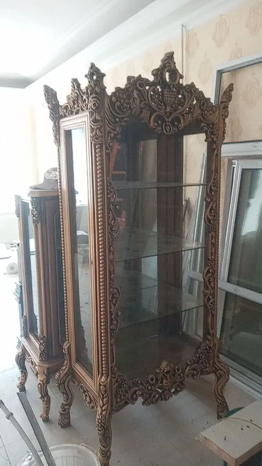 بوفه جنس چوب دو عدد در حد نو کم کار|بوفه، ویترین، کنسول|کاشمر, |دیوار