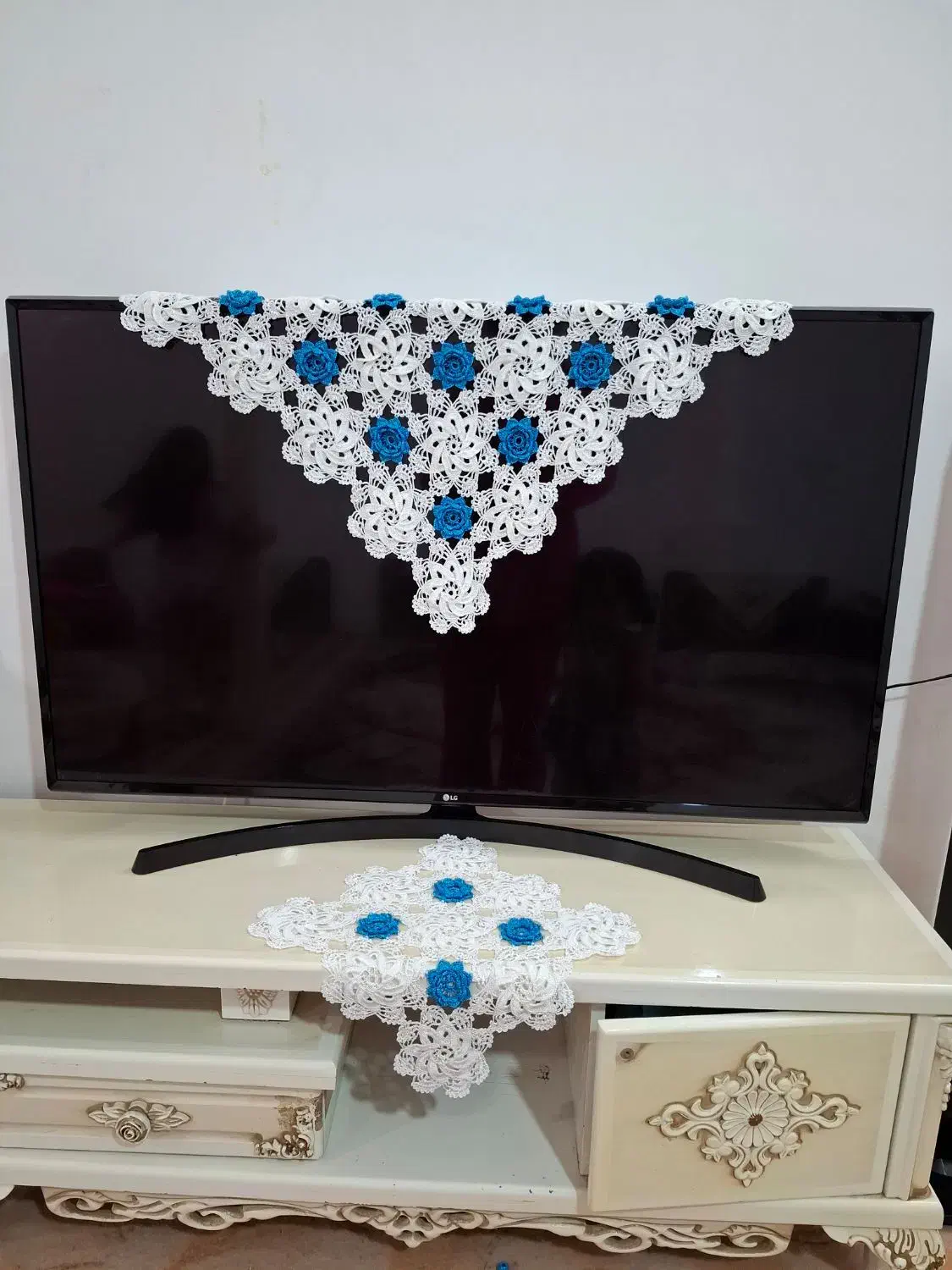 ست بافتنی عروس...|پرده، رانر، رومیزی|قم, ناصردیوان|دیوار