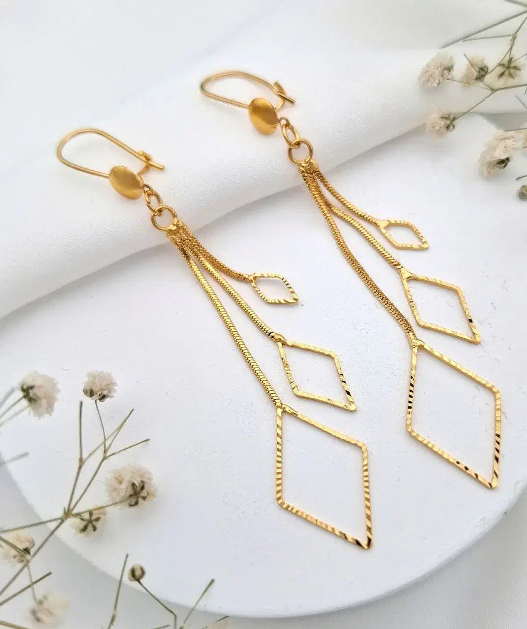 گوشواره آبکاری طلا ضدحساسیت مدل ریش ریش|بدلیجات|مشهد, نکاح|دیوار