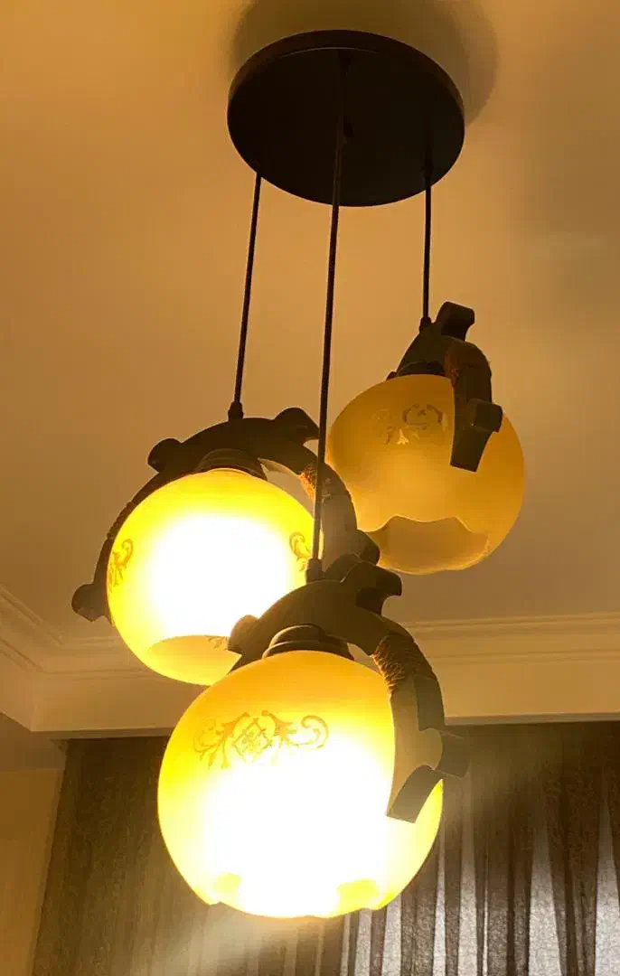 لوستر چوبی|لوستر و چراغ آویز|تهران, شهرک آزمایش|دیوار