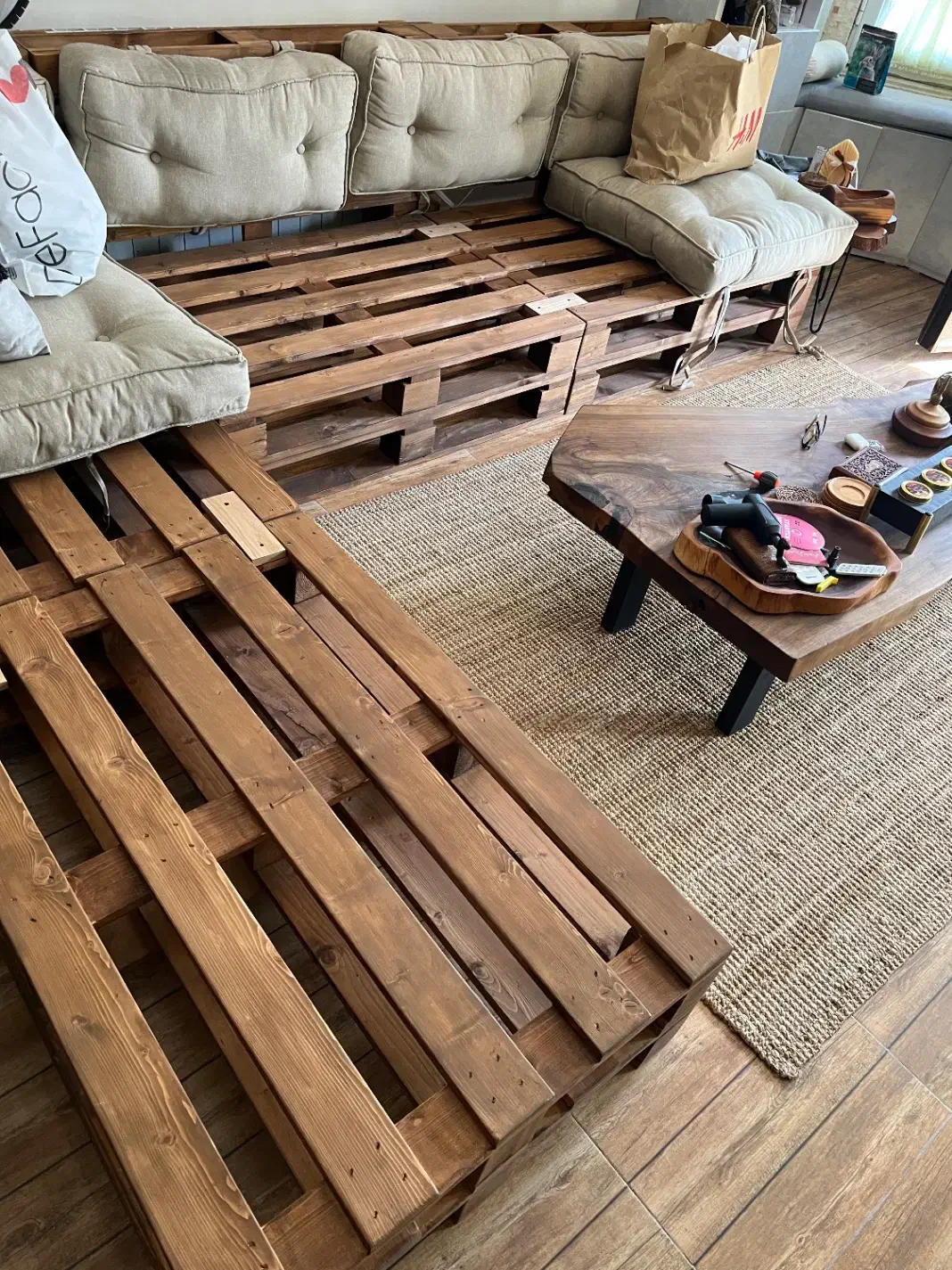 مبل ال طرح پالت ۷ نفره|مبلمان خانگی و میز عسلی|نوشهر, |دیوار