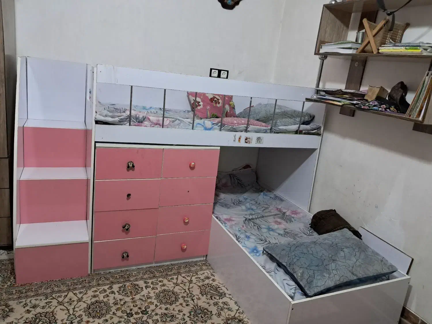 تختخواب دو طبقه ودراور هشت کشو|تخت و سرویس خواب|جوانرود, |دیوار