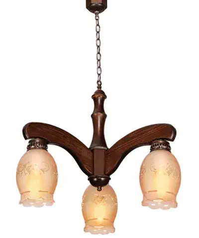 لوستر چوبی افسون سه شاخه|لوستر و چراغ آویز|کرج, باغستان|دیوار